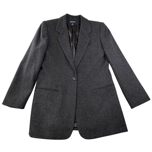 Lands' End Wool Cashmere Blazer Gray USA Made Tailored Classic Womens 10 - Picture 11 of 13